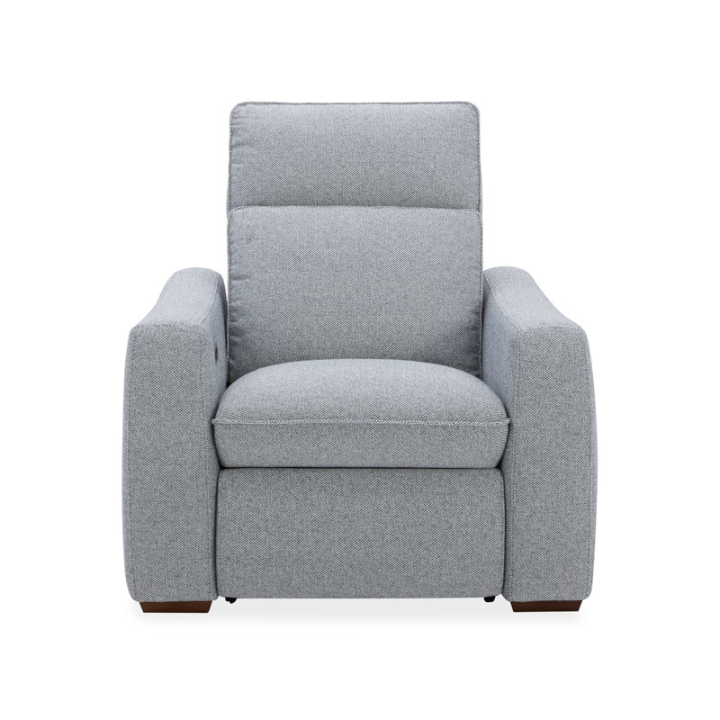 Kozlowski Power Recliner With Power Headrests & Lumbar, Stonewash Blue Polyester