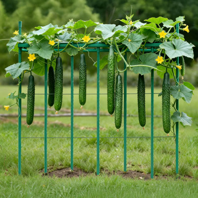 Garden Stakes,57.28 inch, Plastic Coated Metal Tomato Stakes, Garden Sticks for Plants Support, with Pointed End and Non-Slip Bumps for Growing Climbing Plants, Outdoor Vegetables