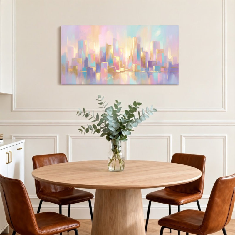 «Abstract Pastel City Skyline», reproduction d'art abstraite, H 24 po x l 48 po