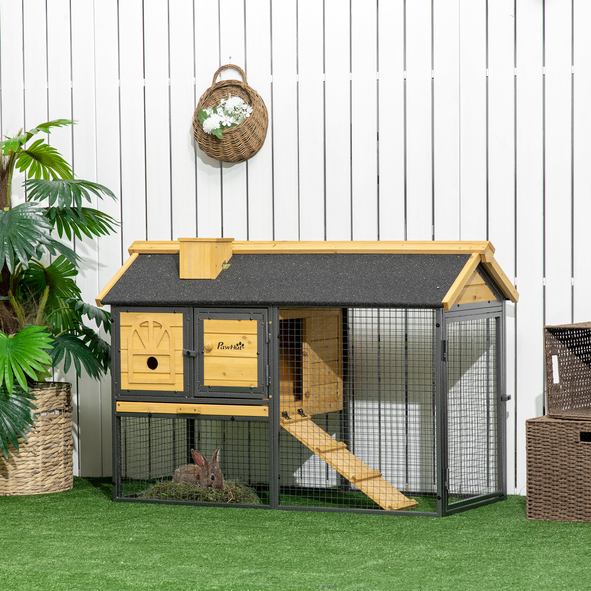 HOMCOM Weather Resistant Rabbit Run with Ramp | Wayfair.co.uk