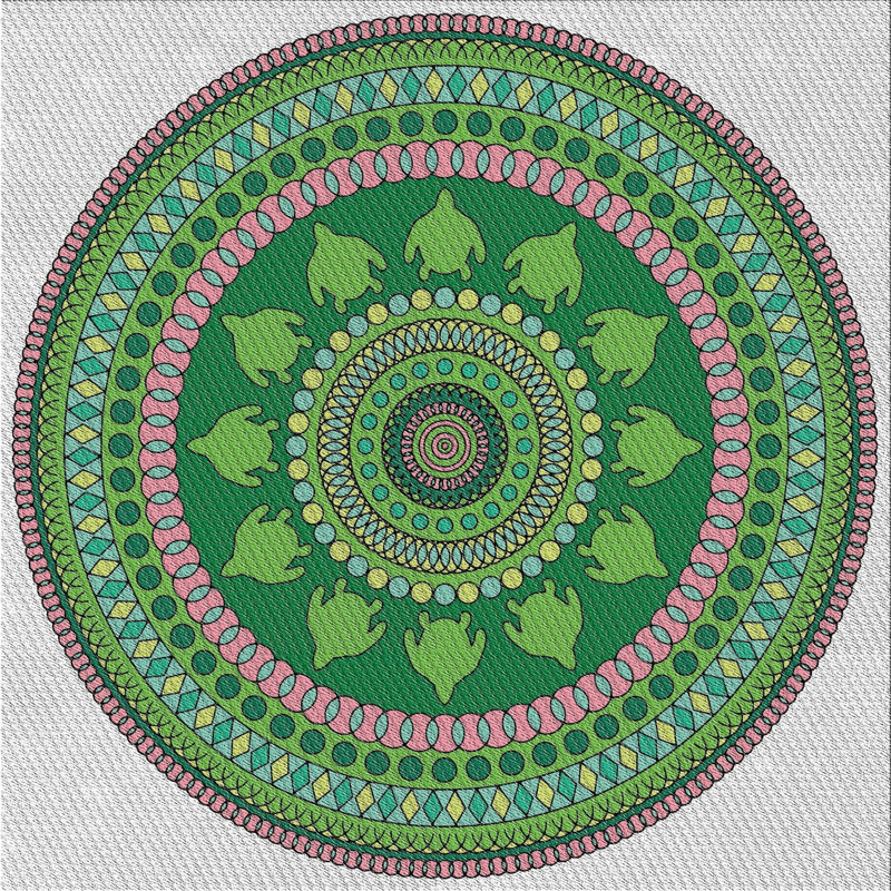 Fabriqué à la machine à partir de laine et de polyester gris/vert Tapis décoratif, Carré 8 pi