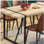 Table de salle à manger de style industriel en bois rectangulaire pour 4 à 6 personnes, plateau de table en bois artificiel de 1,5 pouce d'épaisseur, pieds en métal noir