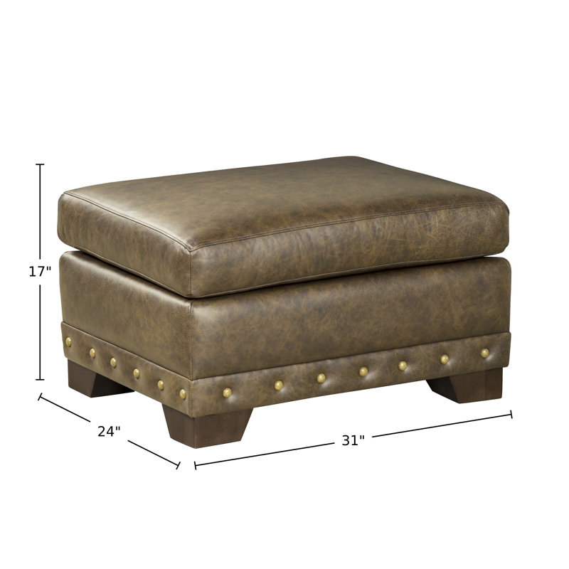 Repose-pieds rembourré Nixson, Cuir véritable taupe Nixson