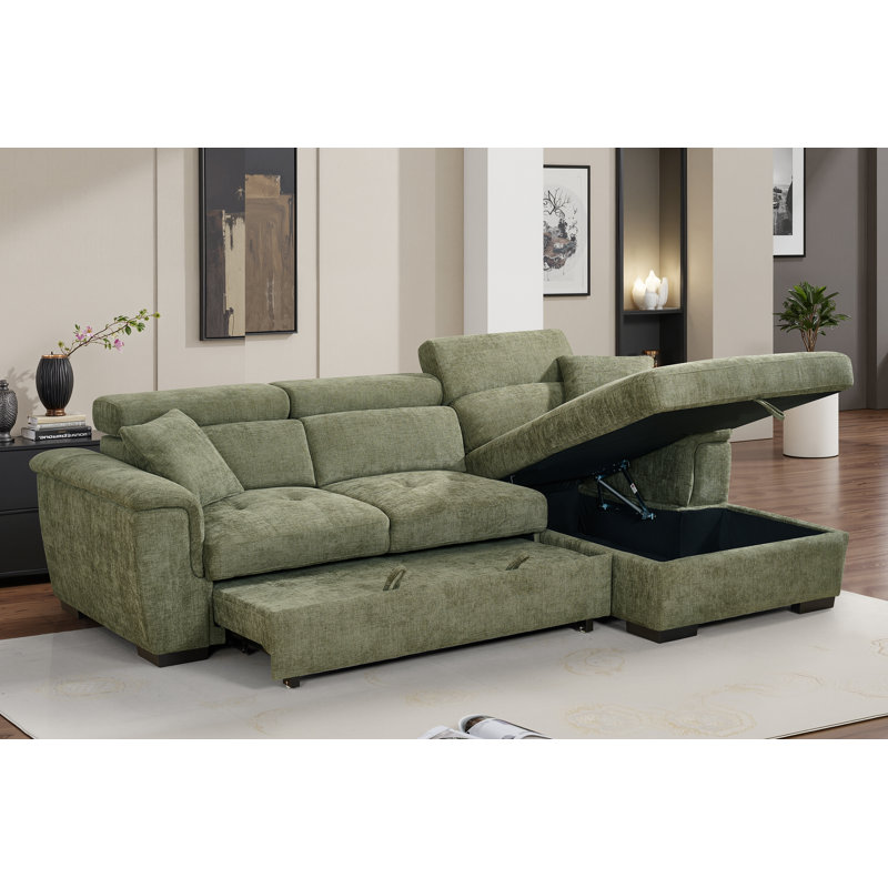 Howerton 4 Seater Chenille Sofa Bed, Green