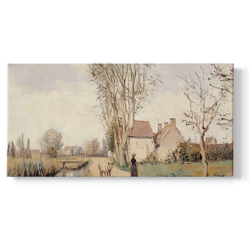 Paysage, série CLCL-XXIX, toile tendue avec châssis, prête à être accrochée, H 25 po x l 49 po, Doré