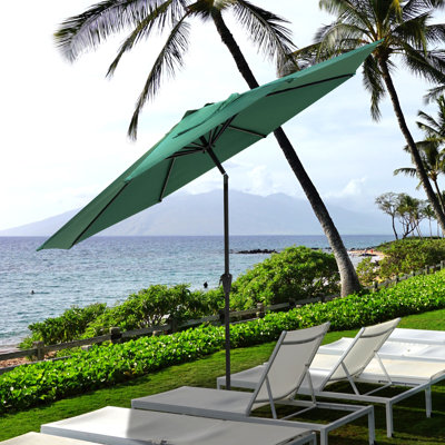 Simpkins 118.1 " W Round Tilt and Adjustable Height Market Umbrella with Crank Lift