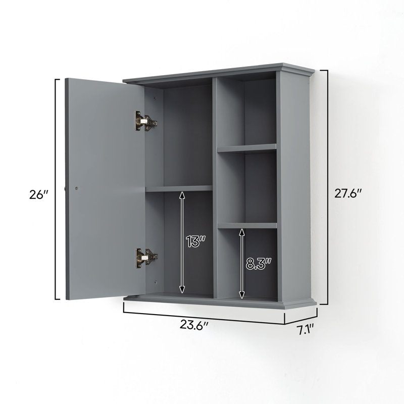 Armoire murale de salle de bain grise améliorée, sur-toilette, charnières à fermeture en douceur, literie et articles de toilette, linge facile à monter,