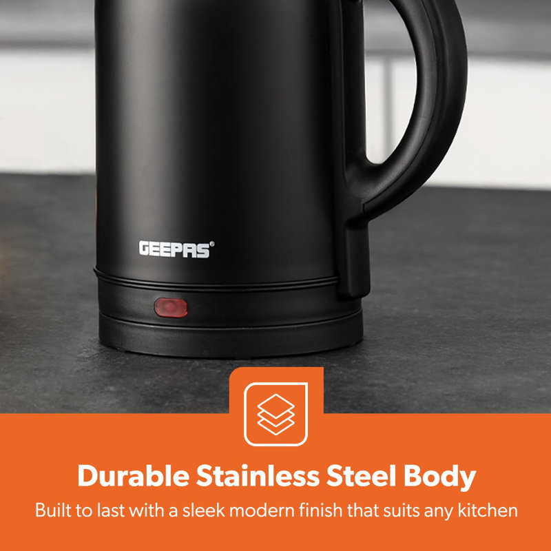 GEEPAS Electric Kettle | 1.8L Cordless Stainless Steel Jug Kettle with LED Indicator for Hot Water Tea Coffee | Boil Dry Auto Shut Off Water Gauge | Swivel Base with Auto Lid Open | 1800W