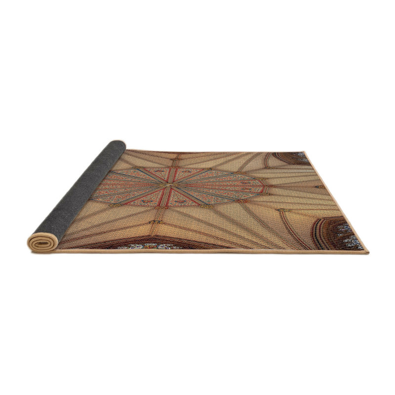 Tapis brun/rouge/beige à motifs Irton, Rond 3 pi
