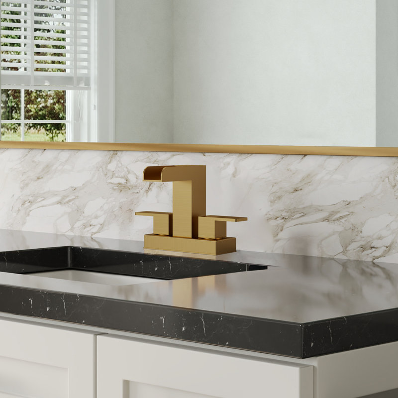  Centerset Bathroom Faucet, 2-Handle Bathroom Sink Faucet with Drain Assembly, Brushed Gold