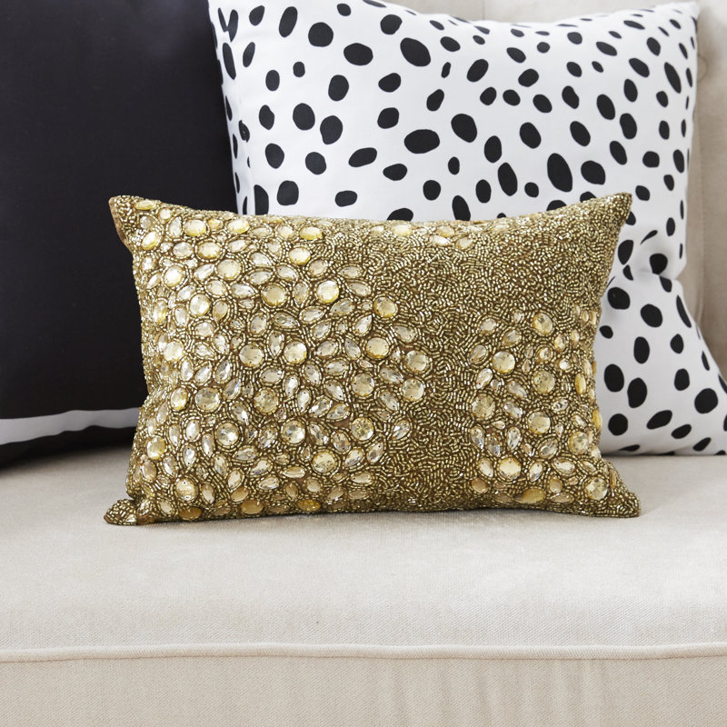 Luminescence Sequined Throw Pillow, 10" H x 14" W, Red
