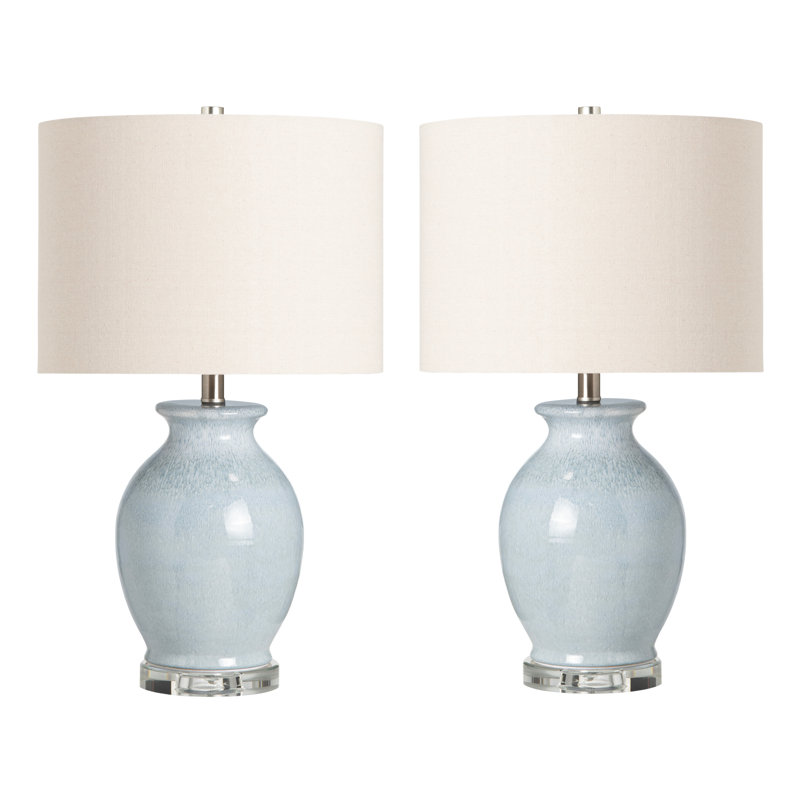 24.75" Ceramic Table Lamp With Cream Shade