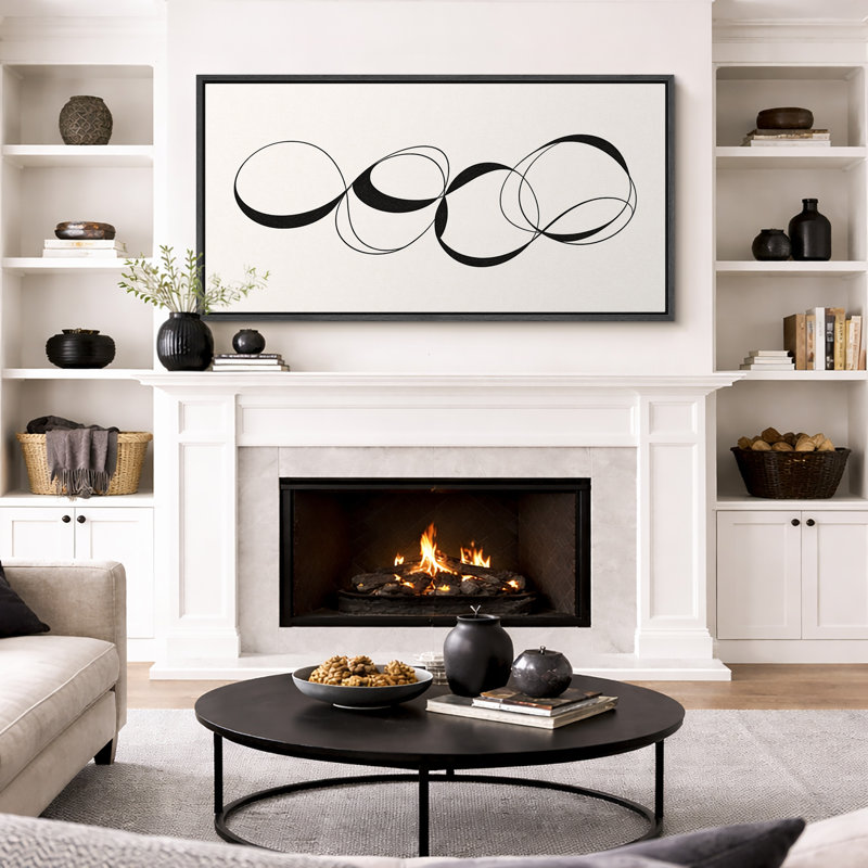 Abstrait noir et blanc, lignes courbes, très grandes photos, impression sur toile encadrée, Noir