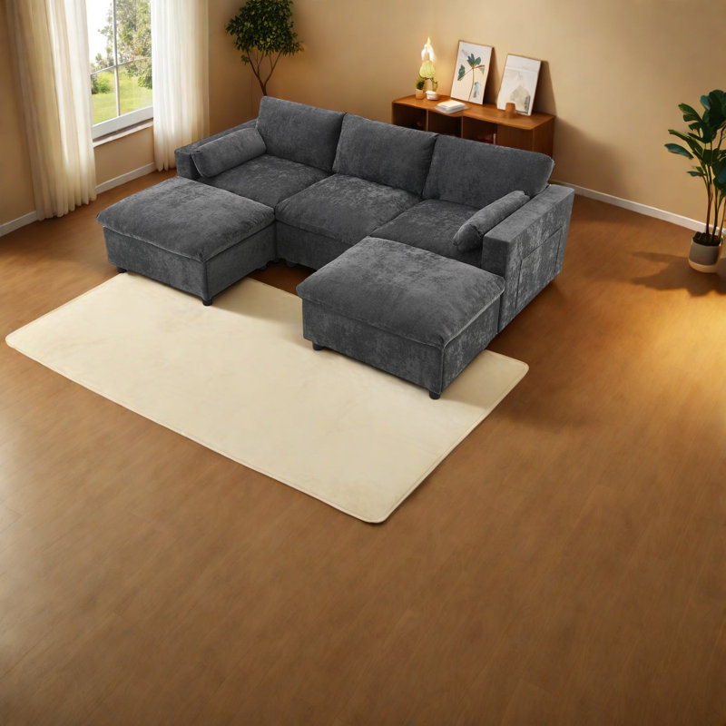 Canapés modulaires modernes avec rangement, confort en chenille pour la maison