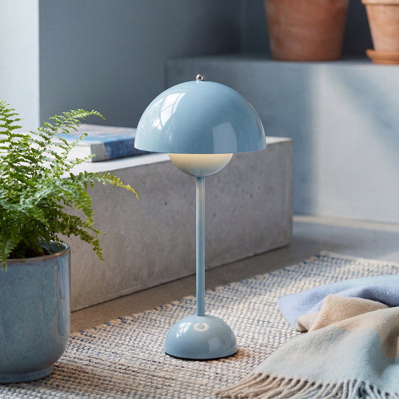 Brunilde Adjustable Metal Table Lamp, Blue, Blue