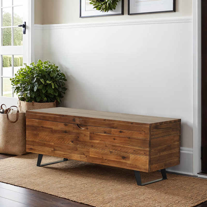 Coburn Solid Wood Storage Bench, Brown/Black