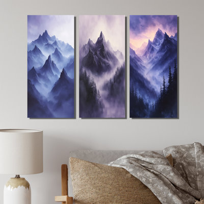 Misty Peaks In The Twilight III - Collection d'art mural paysage de montagnes