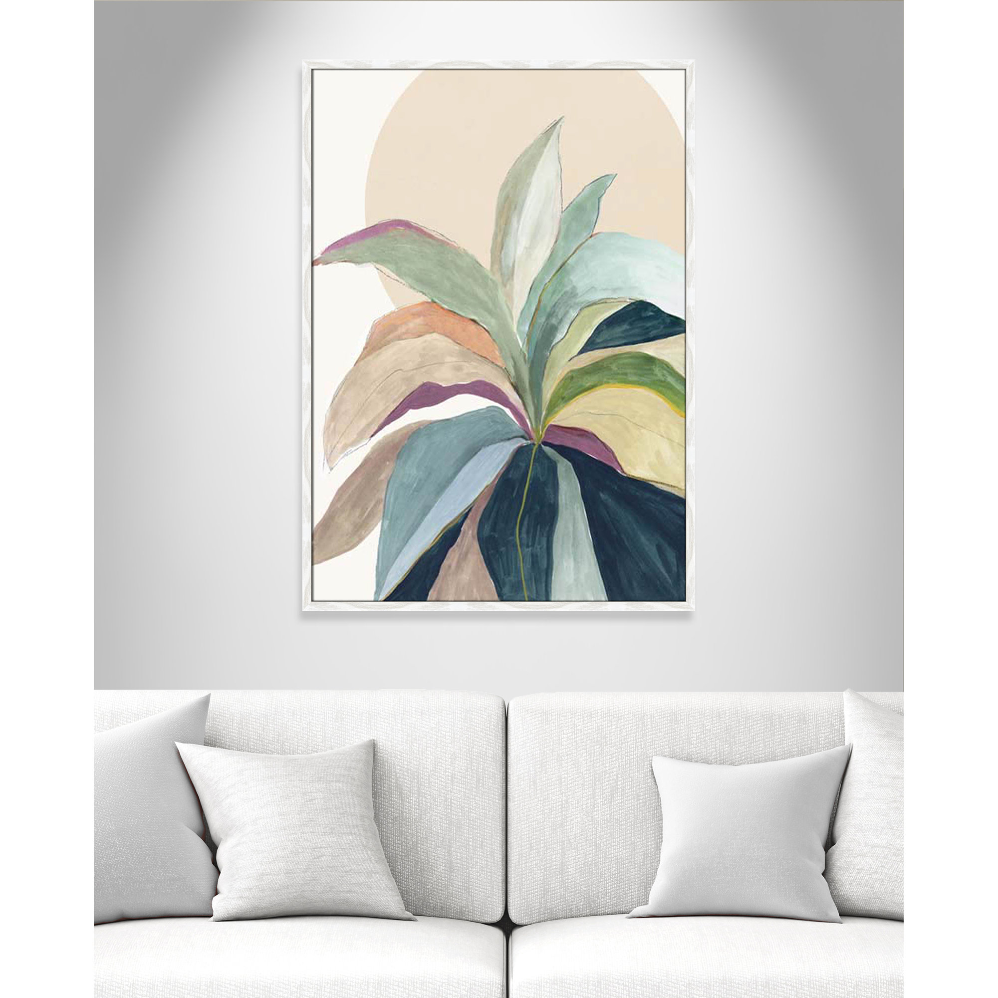 Sunny Bright Leaves II by Asia Jensen, 41.5" H x 29.5" W x 0.75" D, White Slim Unmatted Picture Framed