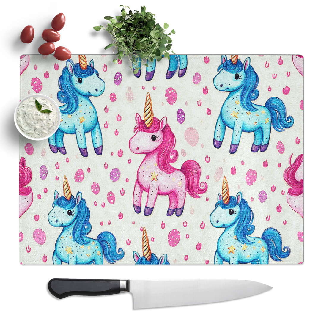 Unicorn Pattern Vol.1  Glass Chopping Board