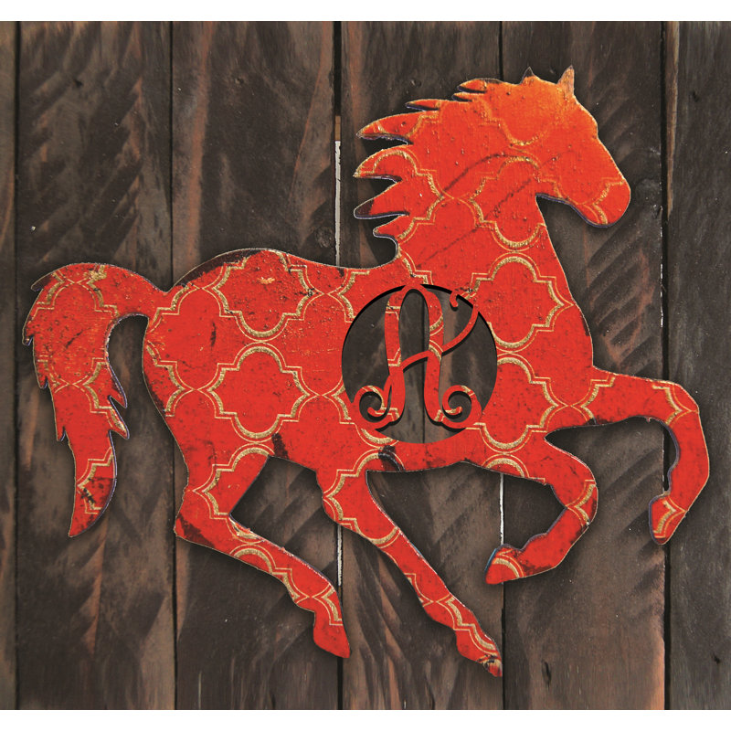 Décoration murale en bois avec une seule lettre en bois western rétro stallion rustique, A