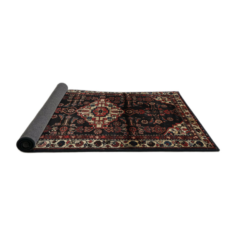 Tapis noir/rouge/beige traditionnel Ganta, Rond 4 pi