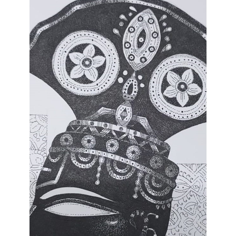 Lord Krishna | Stylo encre sur papier | Par Bhaskar Lahiri