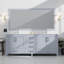 Meuble-lavabo double gris foncé 84 po X P 22 po D, dessus en marbre de Carrare et ensemble de robinet-873760450-873760448