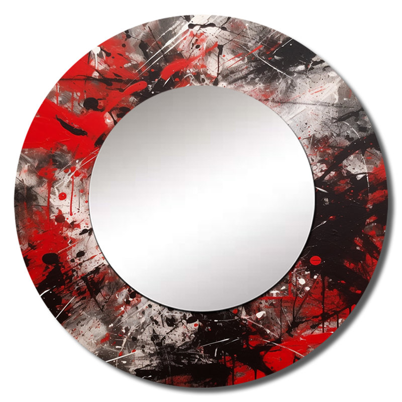 Rabekka abstrait Grafiti - miroir en marbre, miroir mural rond unique moderne, impression d'art en métal, 29 po x 29 po