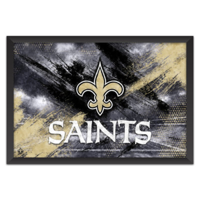 Sporticulture NFL New Orleans Saints - Affiche encadrée avec logo de l'équipe, 68,5 x 99 cm (27 x 39 pouces), style pinceau. Décoration murale idéale pour les amateurs de football américain.