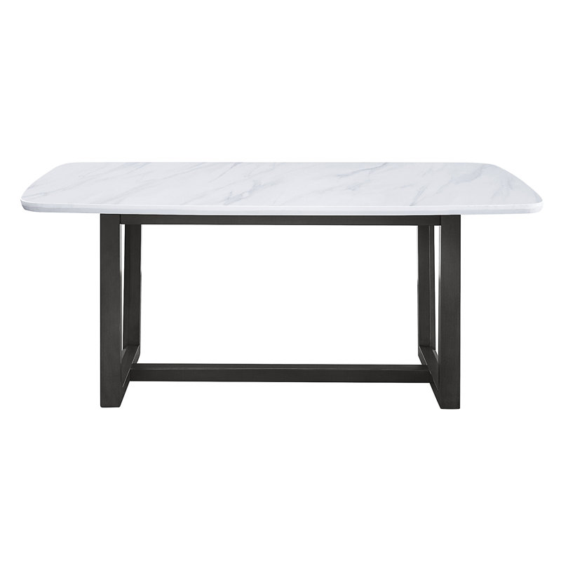 Amaryia Trestle Dining Table in Weathered Gray,Dining table,Kitchen table with marble top