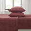 4 draps pour grand lit bordeaux 100% ultra doux douillets lavables à la machine 2 taies d'oreiller brossées des deux côtés