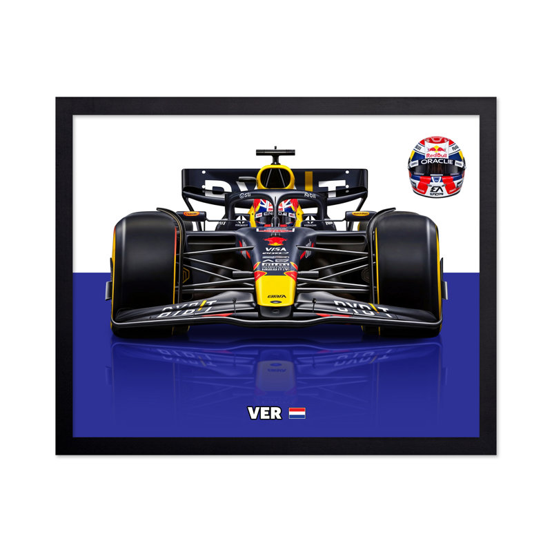 Voiture de course n ° 4, 11"H x 14"W, Poster, Black Framed