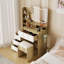 Bureau de coiffeuse avec miroir et lumières réglables, prise de courant intégrée et espace de rangement-129514359