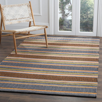 Tapis rayé en coton tissé à la main Fitzsimmons