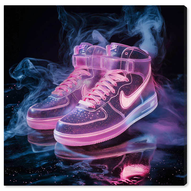 «Fuchsia Flicker Canvas Sneaker» par Art Remedy, H 16 po x l 16 po x P 1,5 po, Toile tendue