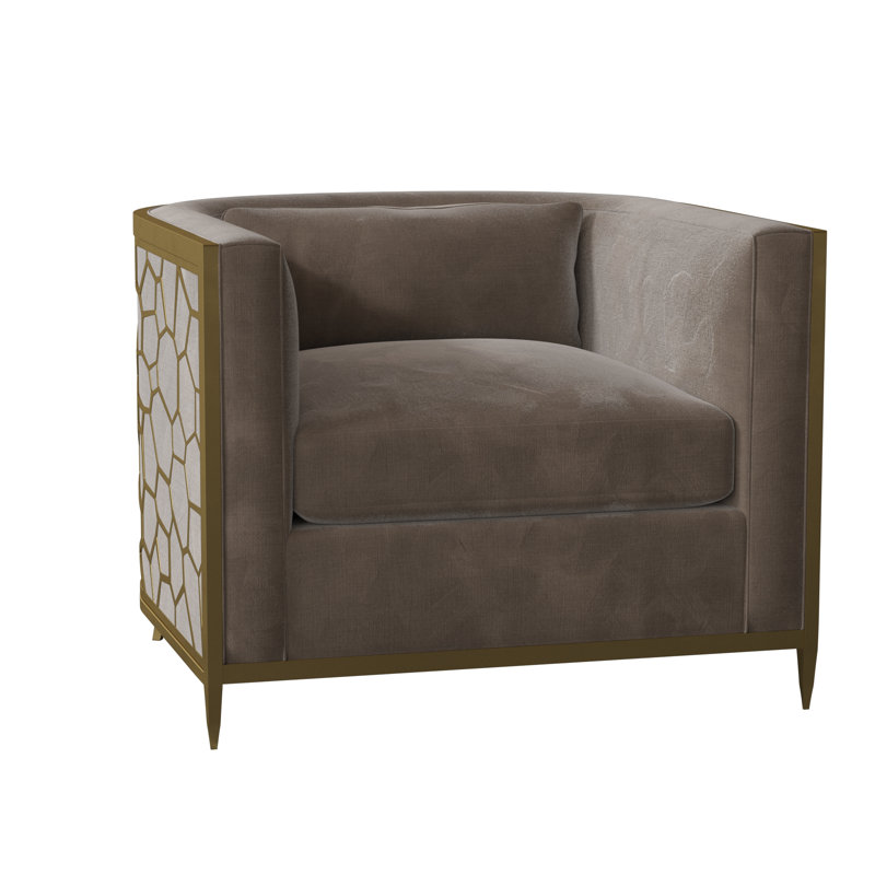 Caracole Upholstery Barrel Chair, Off-white Linen, Gold