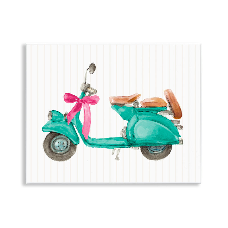 Turquoise Scooter & Bow Wall Plaque Art by Lanie Loreth