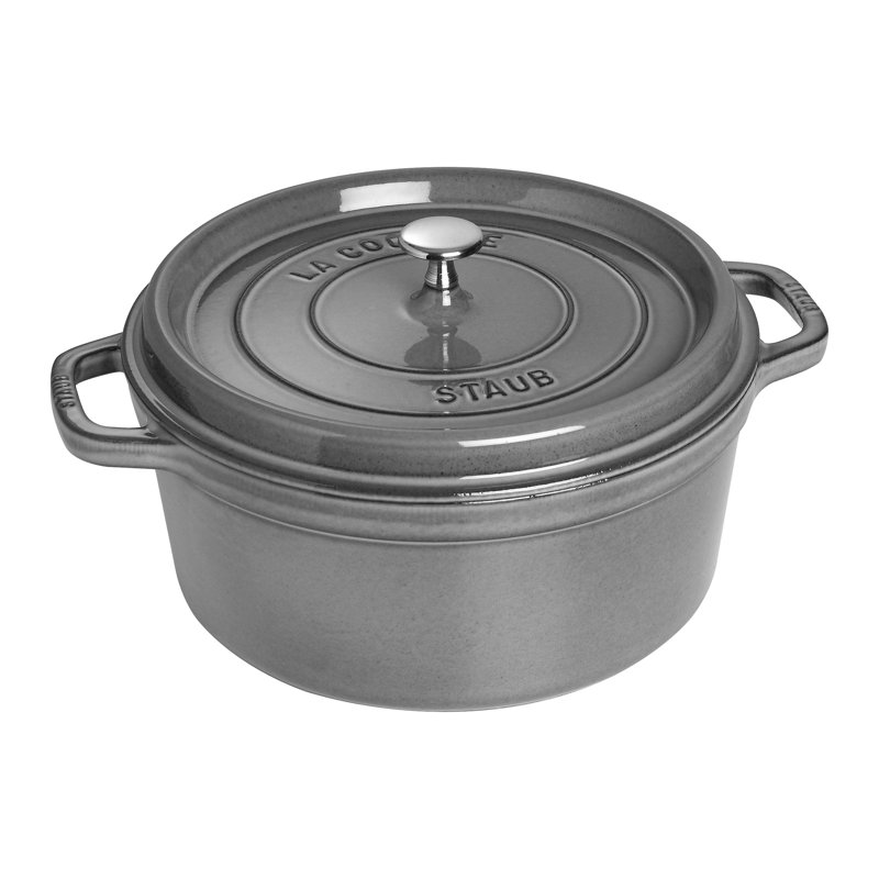 La Cocotte Cast Iron Round Cocotte, 2.75 quarts, Graphite Gray