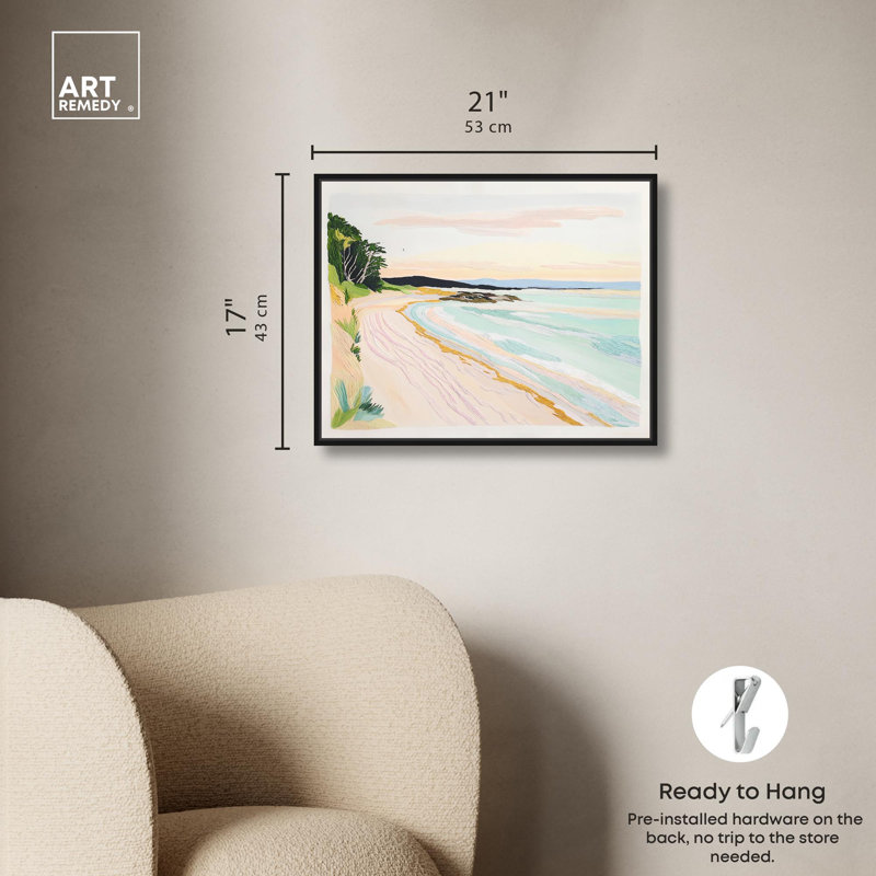 Art, art côtier, toile de fond calme, H 21 po x l 17 po, Cadre flottant noir