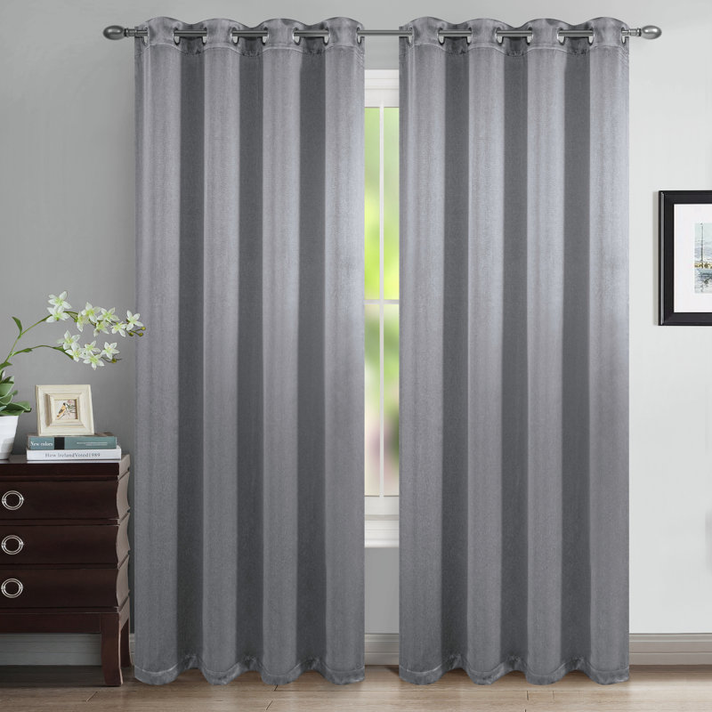 Solid Color 100% Blackout Grommet Curtain Panels (Set of 2), 52" W x 84" L, Cream