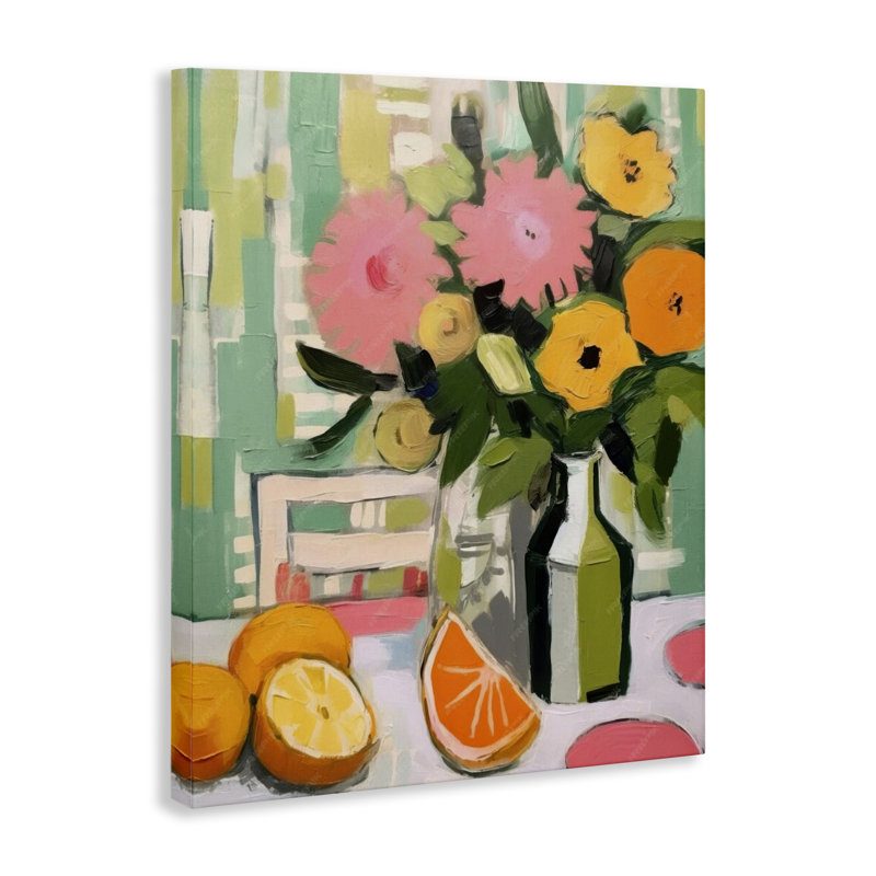 Art mural sur toile Citrus Slices & Bouquet par LSR Design Studio, H 40 po x l 30 po