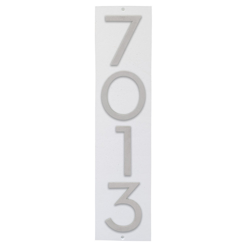 Plaque murale rectangulaire verticale flottante 6 po, Blanc / aluminium brossé, Oui