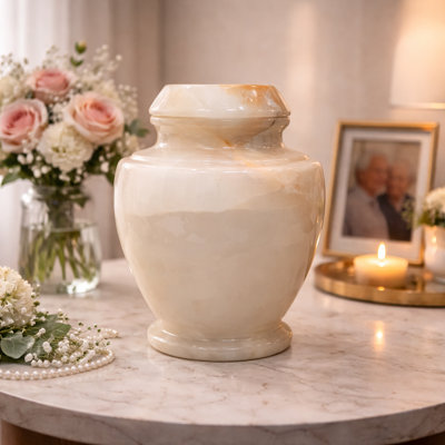 Urne de crémation décorative en marbre pour adultes, motif marbré vert clair, grande capacité