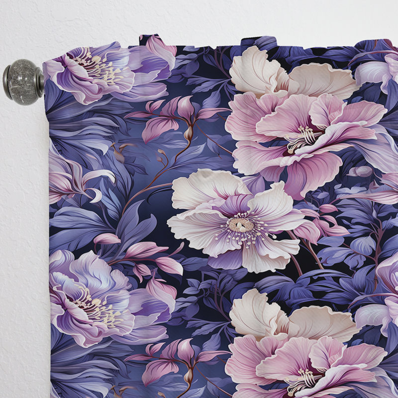 Orchid Twilight Tropical Pattern I - Floral Curtain - Room Darkening Floral Curtain - 1 Panels, 52" W x 63" L
