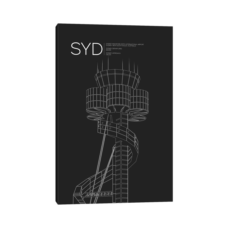 SYD Tower, Sydney International Airport - Wrapped Canvas Print, 30.48cm H x 20.32cm W x 1.91cm D
