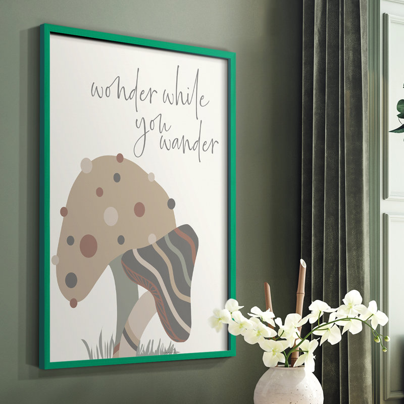 Wonder While you Wander Framed Print - Solid Wood, Green, 10" H x 8" W