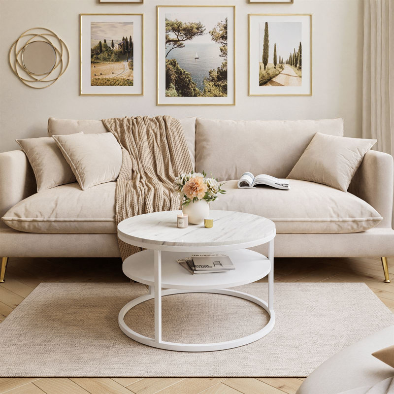 McLellen Frame Coffee Table with Storage, White