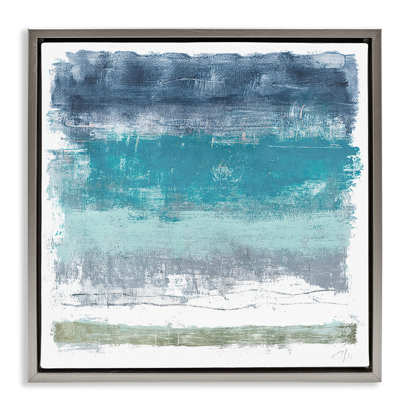 «Beachy Tone Abstraction», art mural encadré flottant par Filippo Ioco, H 18 po x l 18 po, Cadre flottant gris lustré