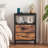 Carlisa Nightstand with Charging Station and Fabric Drawers, Bedside Table with USB Ports and Outlets, End Table with Open Shelf-1896140758-1911725108