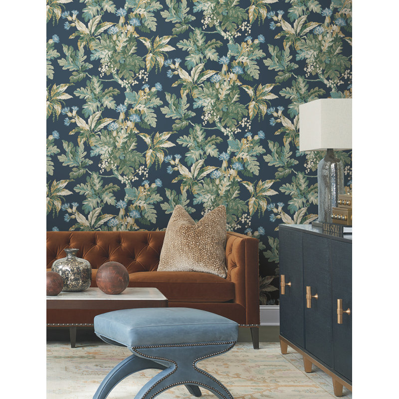 Briarwood Floral Wallpaper Double Roll, Navy